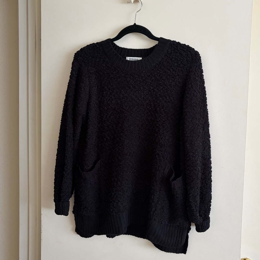 Zenana Outfitters Charcoal Textured Sweater